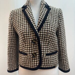 Brooks Brothers Women's Houndstooth Blazer - Black and Brown 2P